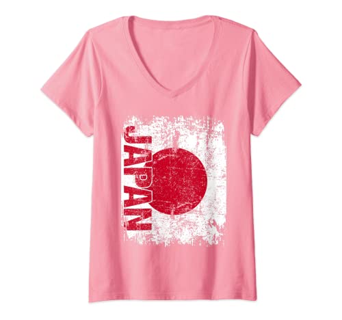 Damen JAPAN Flagge | Damen Herren Kinder pink lila | JAPAN T-Shirt mit V-Ausschnitt Damen JAPAN Flagge | Damen Herren Kinder pink lila | JAPAN T-Shirt mit V-Ausschnitt von Japan Family Shop