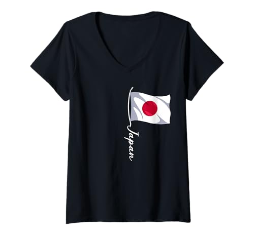 Damen Japan Flaggen T-Shirt mit V-Ausschnitt Damen Japan Flaggen T-Shirt mit V-Ausschnitt von Japan Geschenk