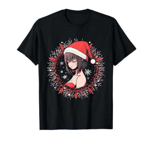 Anime Mädchen in Weihnachtskleidung Weihnachten Manga T-Shirt von Japan Manga Weihnachtsoutfit