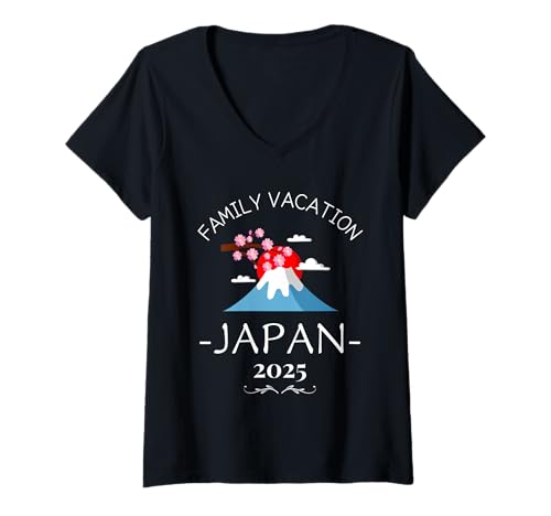 Damen Familienurlaub Japan 2025 Familien-Matching-Reise T-Shirt mit V-Ausschnitt Damen Familienurlaub Japan 2025 Familien-Matching-Reise T-Shirt mit V-Ausschnitt von Japan Vacation Trip