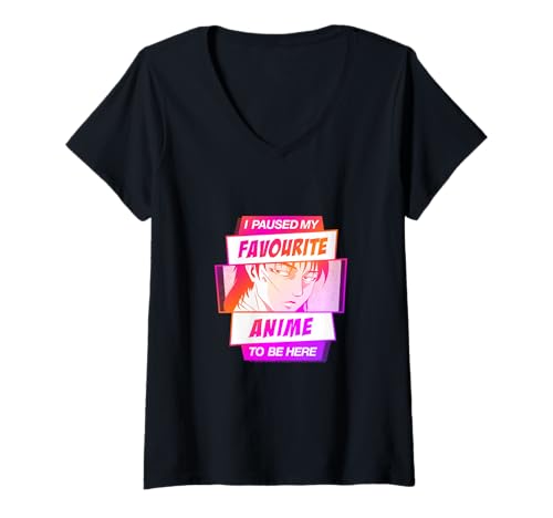 Damen Ich Habe Meinen Lieblings-Anime angehalten, um Hier zu Sein T-Shirt mit V-Ausschnitt Damen Ich Habe Meinen Lieblings-Anime angehalten, um Hier zu Sein T-Shirt mit V-Ausschnitt von Japanese Anime Kawaii