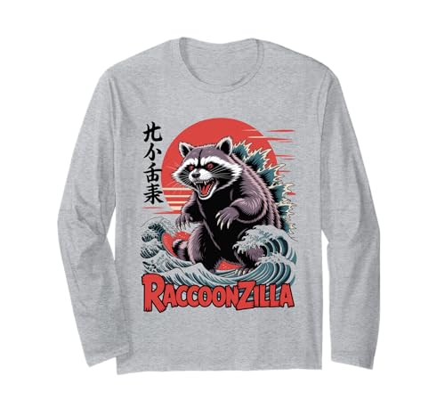 Waschbär Japanische Kunst Lustiger Waschbär für Männer Frauen Kinder Langarmshirt Waschbär Japanische Kunst Lustiger Waschbär für Männer Frauen Kinder Langarmshirt von Japanese Art Raccoonzilla Apparel