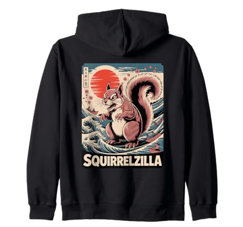 Eichhörnchen Japanische Kunst Lustiges Eichhörnchen für Männer Frauen Kinder Kapuzenjacke Eichhörnchen Japanische Kunst Lustiges Eichhörnchen für Männer Frauen Kinder Kapuzenjacke von Japanese Art Squirrelzilla Apparel