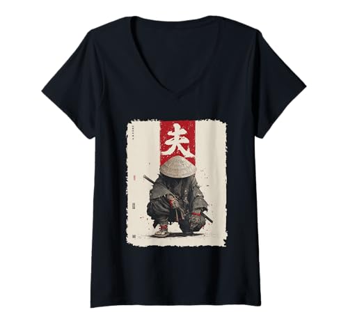 Damen Samurai, Krieger, für Männer | Japanischer Ninja, Anime, Katana T-Shirt mit V-Ausschnitt Damen Samurai, Krieger, für Männer | Japanischer Ninja, Anime, Katana T-Shirt mit V-Ausschnitt von Japanese Art & Japan Themed Graphics & Gifts