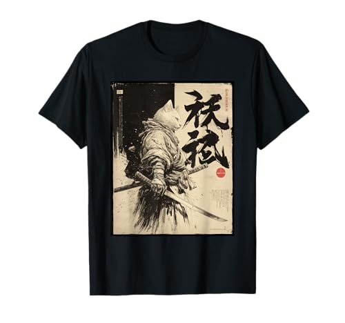 Samurai Cat Warrior, für Herren | Cat Samurai Graphic, Japanisch T-Shirt von Japanese Art & Japan Themed Graphics & Gifts
