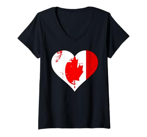 Damen Japanische und kanadische Herz-Flagge T-Shirt mit V-Ausschnitt Damen Japanische und kanadische Herz-Flagge T-Shirt mit V-Ausschnitt von Japanese Canadian Heart