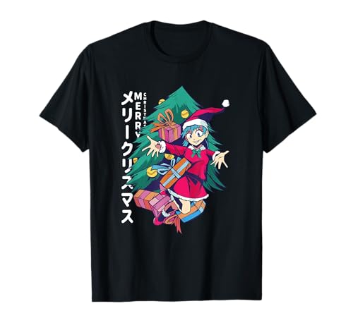 Frohe Weihnachten, japanisches Mädchen, Anime-Manga, schenkt Geschenke T-Shirt von Japanese Christmas Otaku Cosplay japan fans