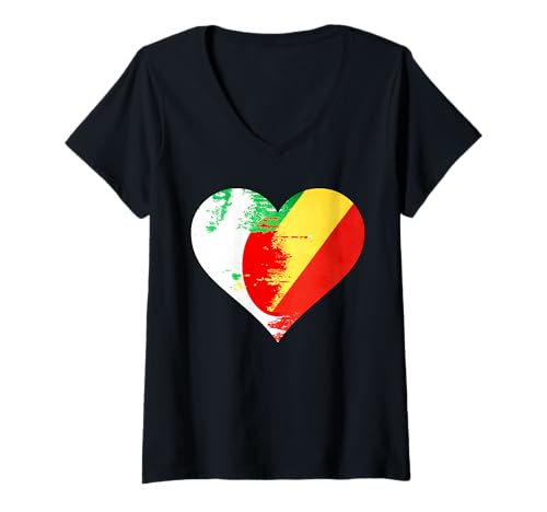Damen Japanische und Kongolesische Republik Heritage Flagge T-Shirt mit V-Ausschnitt Damen Japanische und Kongolesische Republik Heritage Flagge T-Shirt mit V-Ausschnitt von Japanese Congolese Republic Heart