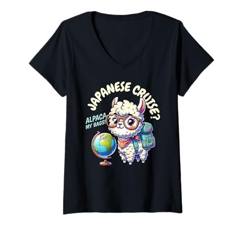 Damen Lustige passende japanische Kreuzfahrt T-Shirt mit V-Ausschnitt Damen Lustige passende japanische Kreuzfahrt T-Shirt mit V-Ausschnitt von Japanese Cruise Ship And Japan Vacation Apparel