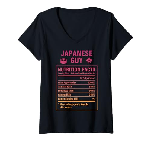Damen Japanischer Kerl Stolze Männer und Jungen mit japanischen Wurzeln T-Shirt mit V-Ausschnitt Damen Japanischer Kerl Stolze Männer und Jungen mit japanischen Wurzeln T-Shirt mit V-Ausschnitt von Japanese Culture Gifts for Boys Men of Japan