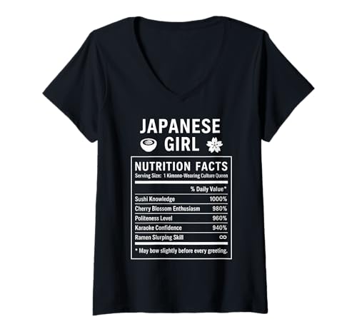 Damen Japanisches Mädchen Japanische Wurzeln T-Shirt mit V-Ausschnitt Damen Japanisches Mädchen Japanische Wurzeln T-Shirt mit V-Ausschnitt von Japanese Culture Gifts for Women Girls of Japan
