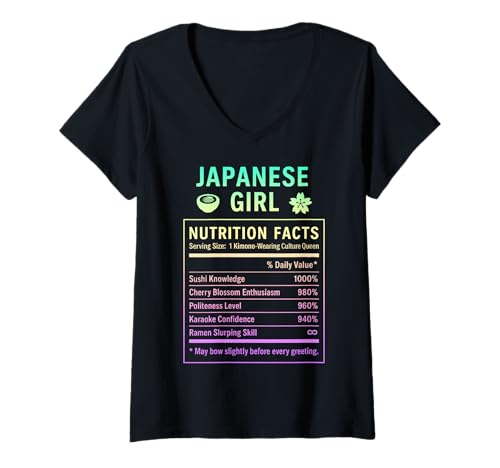 Damen Japanisches Mädchen Japanische Wurzeln T-Shirt mit V-Ausschnitt Damen Japanisches Mädchen Japanische Wurzeln T-Shirt mit V-Ausschnitt von Japanese Culture Gifts for Women Girls of Japan