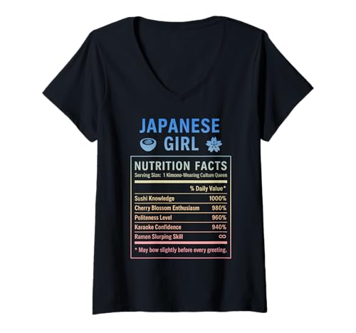 Damen Japanisches Mädchen Japanische Wurzeln T-Shirt mit V-Ausschnitt Damen Japanisches Mädchen Japanische Wurzeln T-Shirt mit V-Ausschnitt von Japanese Culture Gifts for Women Girls of Japan