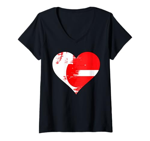 Damen Japanische und dänische Herz-Flagge T-Shirt mit V-Ausschnitt Damen Japanische und dänische Herz-Flagge T-Shirt mit V-Ausschnitt von Japanese Danish Heart