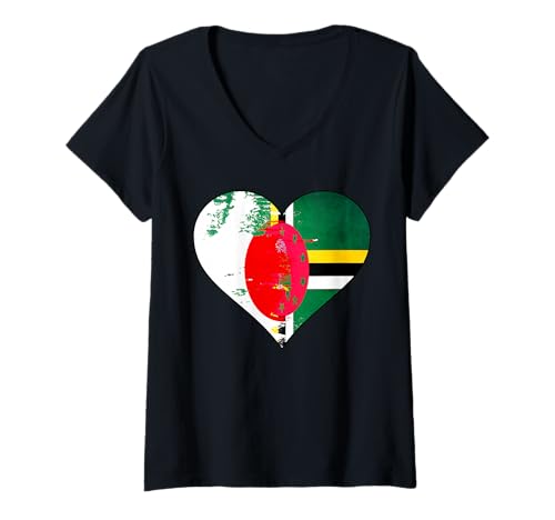 Damen Japanische und Dominica Heritage Flagge T-Shirt mit V-Ausschnitt Damen Japanische und Dominica Heritage Flagge T-Shirt mit V-Ausschnitt von Japanese Dominica Heart