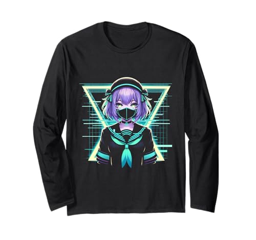 Japanisches Anime-Mädchen Indie Old Aesthetic Otaku Cyberpunk Langarmshirt von Japanese Egirl Vaporwave Mythology Anime Manga