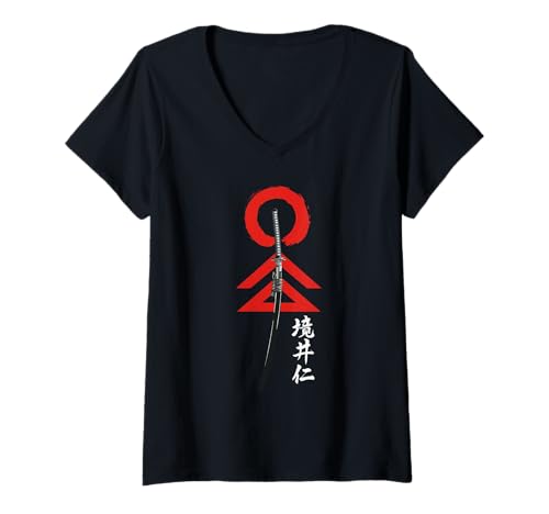 Damen Japanischer Geist Samurai Krieger Schwert Vintage Holzblock Kunst T-Shirt mit V-Ausschnitt Damen Japanischer Geist Samurai Krieger Schwert Vintage Holzblock Kunst T-Shirt mit V-Ausschnitt von Japanese Ghost Warrior Anime Japan Ukiyo-e Culture