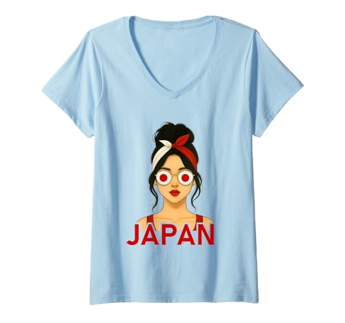 Damen Japanese Girl Japan Flag Japanese Girlfriend Wife T-Shirt mit V-Ausschnitt Damen Japanese Girl Japan Flag Japanese Girlfriend Wife T-Shirt mit V-Ausschnitt von Japanese Girl Novelty Designs ...
