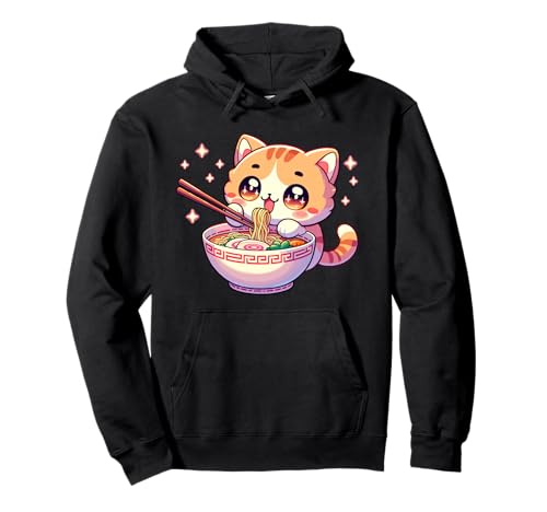 Cute Kawaii Anime Cat Eating Ramen Noodles Women Girls Tees Pullover Hoodie Cute Kawaii Anime Cat Eating Ramen Noodles Women Girls Tees Pullover Hoodie von Japanese Kawaii Kitten Animal Tees Novelty Apparel