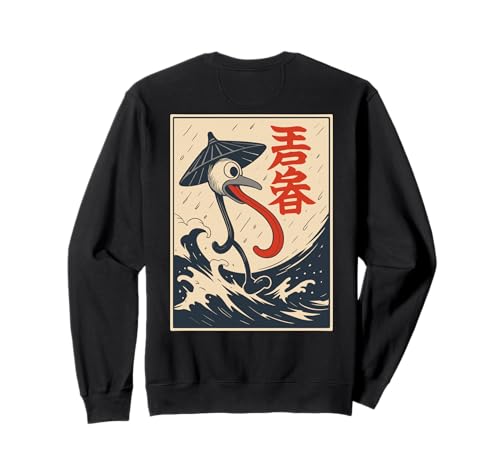 Japanischer Amanojaku Trickster Yokai Regenschirm Spirit Art Back Sweatshirt von Japanese Kitsune Spirit Apparel