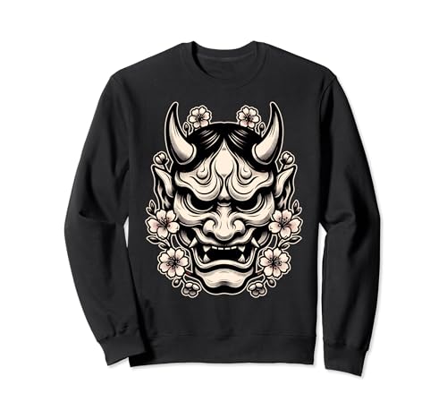Japanischer Teufelsdämon Hannya Oni Maske Yokai Oni Gesichtsmaske Sweatshirt von Japanese Oni Mask Aesthetic