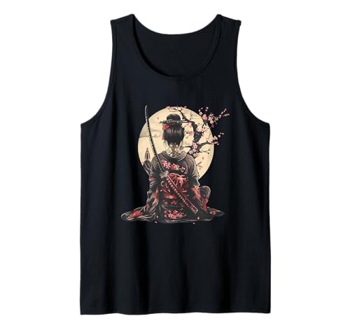 Japanische Geisha Sakura Kirschblüte Japanisches Samurai-Mädchen Tank Top Japanische Geisha Sakura Kirschblüte Japanisches Samurai-Mädchen Tank Top von Japanese Portrait Art