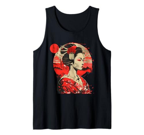 Japanische Geisha Traditionelle Kunst Kimono Kunstwerk Geisha Girl Tank Top Japanische Geisha Traditionelle Kunst Kimono Kunstwerk Geisha Girl Tank Top von Japanese Portrait Art