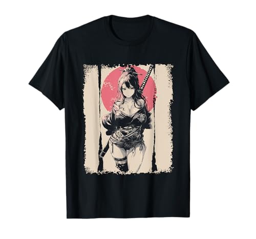 Sexy Anime Girl Japanisch Samurai Red Sun T-Shirt Sexy Anime Girl Japanisch Samurai Red Sun T-Shirt von Japanese Samurai Anime Art & Apparel