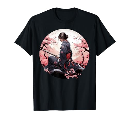 Japanese Samurai Girl Vintage Retro Sakura Cherry Blossom T-Shirt Japanese Samurai Girl Vintage Retro Sakura Cherry Blossom T-Shirt von Japanese Samurai Girl Retro Sakura Cherry Blossom