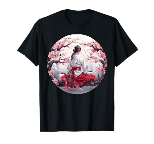 Japanese Samurai Girl Vintage Retro Sakura Cherry Blossom T-Shirt Japanese Samurai Girl Vintage Retro Sakura Cherry Blossom T-Shirt von Japanese Samurai Girl Retro Sakura Cherry Blossom