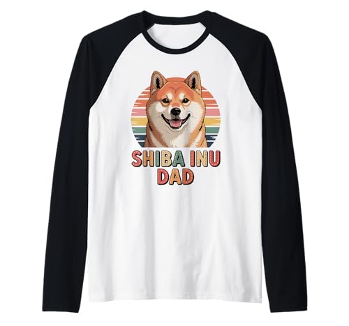 Herren Retro Shiba Inu Dad Raglan von Japanese Shiba Inu Dog Lover Gifts