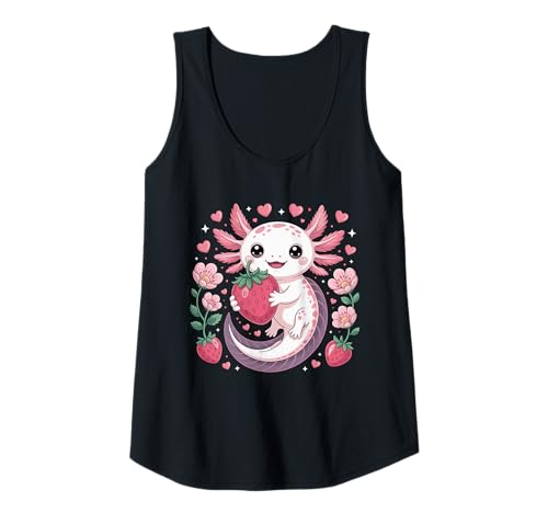 Damen Anime Axolotl Kawaii Anime Axolotl Erdbeere Tank Top Damen Anime Axolotl Kawaii Anime Axolotl Erdbeere Tank Top von Japanese Strawberry Anime Pink Kawaii Axolotl Girl