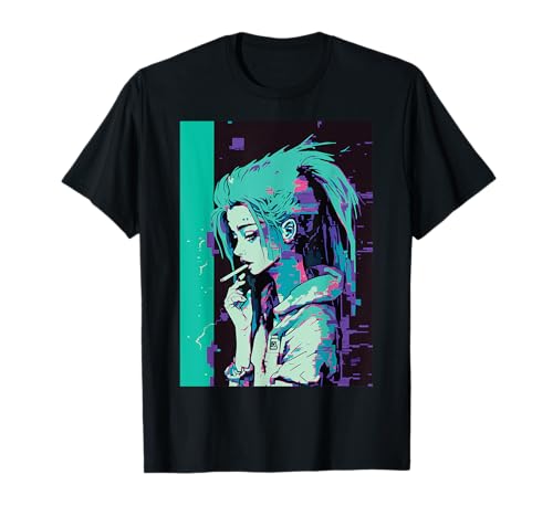 Japanisches Vaporwave Trauriges Anime-Girl Indie Ästhetisches Otaku T-Shirt von Japanese Vaporewave Sad Anime Girl Aesthetic Gifts