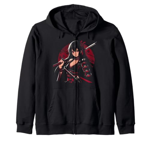 Japanische Gothic Anime Samurai Mädchen Japanische Kunst Frauen Mädchen Kapuzenjacke Japanische Gothic Anime Samurai Mädchen Japanische Kunst Frauen Mädchen Kapuzenjacke von Japanese Warrior Japanese Culture Anime Lover
