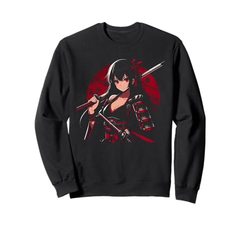 Japanische Gothic Anime Samurai Mädchen Japanische Kunst Frauen Mädchen Sweatshirt Japanische Gothic Anime Samurai Mädchen Japanische Kunst Frauen Mädchen Sweatshirt von Japanese Warrior Japanese Culture Anime Lover