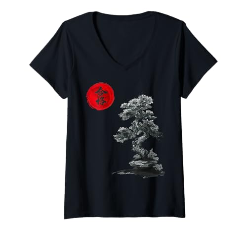 Damen Japanischer Zen Bonsai Serenity – buddhistische spirituelle Natur T-Shirt mit V-Ausschnitt Damen Japanischer Zen Bonsai Serenity – buddhistische spirituelle Natur T-Shirt mit V-Ausschnitt von Japanese Zen Bonsai Serenity outfits