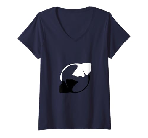 Damen Asiatische Ginkgoblätter Gingko-Baum Jungfrauenhaarbaum botanisch T-Shirt mit V-Ausschnitt Damen Asiatische Ginkgoblätter Gingko-Baum Jungfrauenhaarbaum botanisch T-Shirt mit V-Ausschnitt von Japanese and Floral Designs