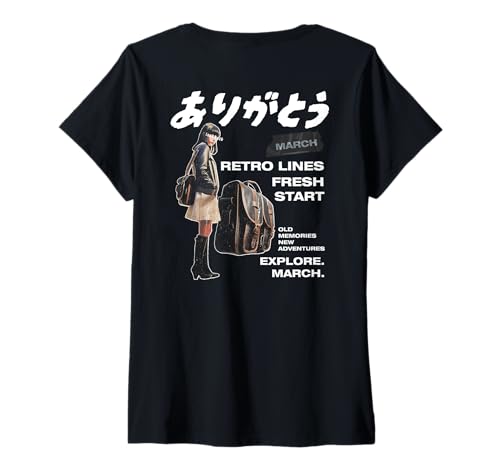 Damen Japanische Kanji-Kunst im Retro-Stil – Explore Japan Travel T-Shirt mit V-Ausschnitt von Japanese graphic apparels