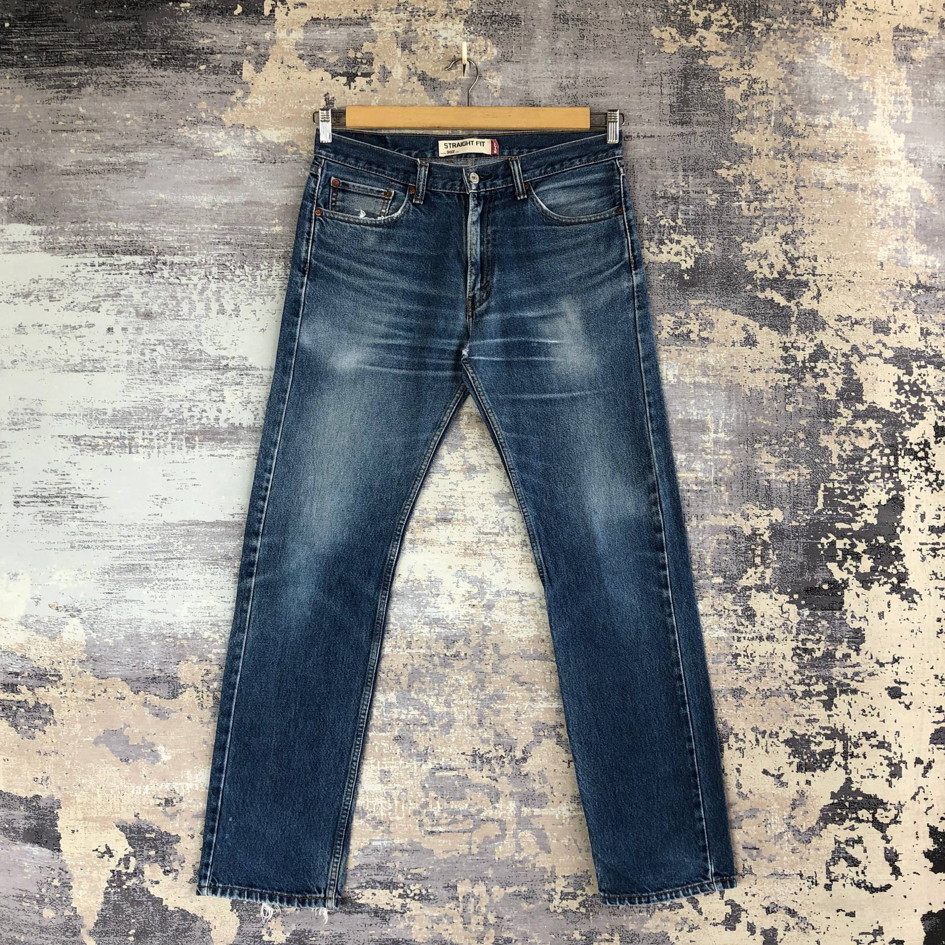 Size 34 Vintage 90S Levis 505 Jeans Damen High Waisted Denim Dirty Dark Blue Levi's Levi Mom W34 L32 von JapaneseOnTheGo