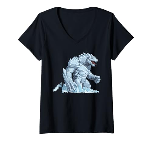 Damen Japanische Kaiju Tshirt Monster Art Men Jungen Kinder T-Shirt mit V-Ausschnitt von Japanisch Shirt Ukiyo-e Art Kaiju Monster