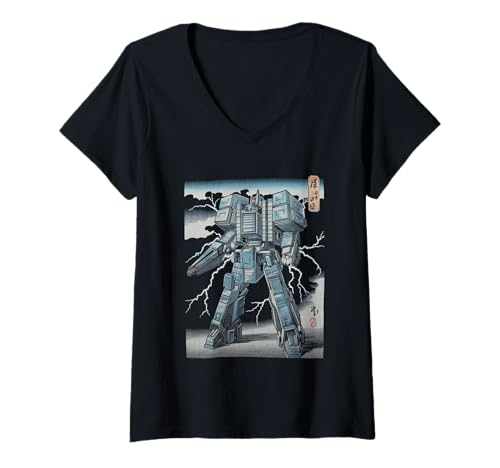 Damen Japanische Kaiju Tshirt Monster Art Men Jungen Kinder T-Shirt mit V-Ausschnitt von Japanisch Shirt Ukiyo-e Art Kaiju Monster