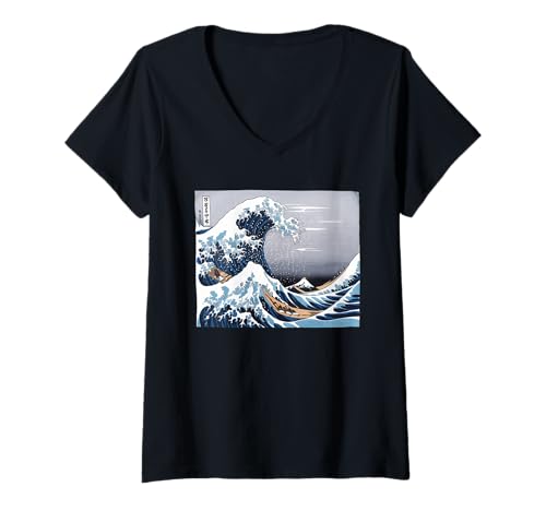 Damen Japanische Kaiju Tshirt Monster Art Men Jungen Kinder T-Shirt mit V-Ausschnitt von Japanisch Shirt Ukiyo-e Art Kaiju Monster