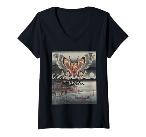 Damen Japanische Kaiju Tshirt Monster Art Men Jungen Kinder T-Shirt mit V-Ausschnitt von Japanisch Shirt Ukiyo-e Art Kaiju Monster