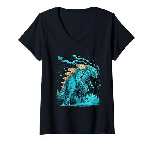 Damen Japanische Kaiju Tshirt Monster Art Men Jungen Kinder T-Shirt mit V-Ausschnitt von Japanisch Shirt Ukiyo-e Art Kaiju Monster