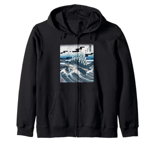 Japanische Kaiju Tshirt Monster Art Men Jungen Kinder Kapuzenjacke von Japanisch Shirt Ukiyo-e Art Kaiju Monster