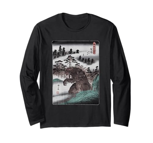 Japanische Kaiju Tshirt Monster Art Men Jungen Kinder Langarmshirt von Japanisch Shirt Ukiyo-e Art Kaiju Monster