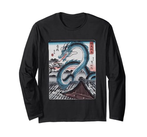 Japanische Kaiju Tshirt Monster Art Men Jungen Kinder Langarmshirt von Japanisch Shirt Ukiyo-e Art Kaiju Monster