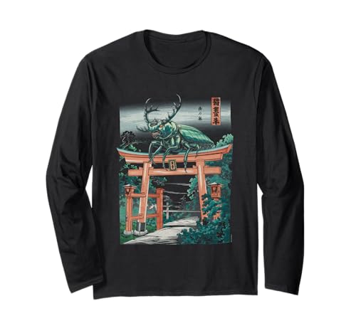 Japanische Kaiju Tshirt Monster Art Men Jungen Kinder Langarmshirt von Japanisch Shirt Ukiyo-e Art Kaiju Monster