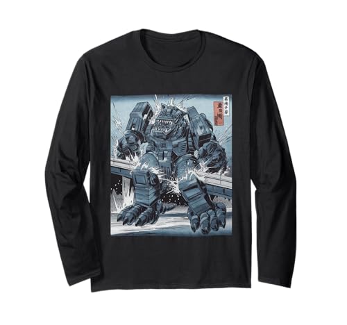Japanische Kaiju Tshirt Monster Art Men Jungen Kinder Langarmshirt von Japanisch Shirt Ukiyo-e Art Kaiju Monster