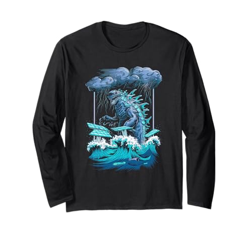 Japanische Kaiju Tshirt Monster Art Men Jungen Kinder Langarmshirt von Japanisch Shirt Ukiyo-e Art Kaiju Monster